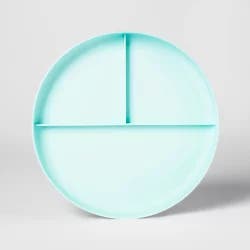 7.3" Plastic Divided Kids Plate Light Blue - Pillowfort