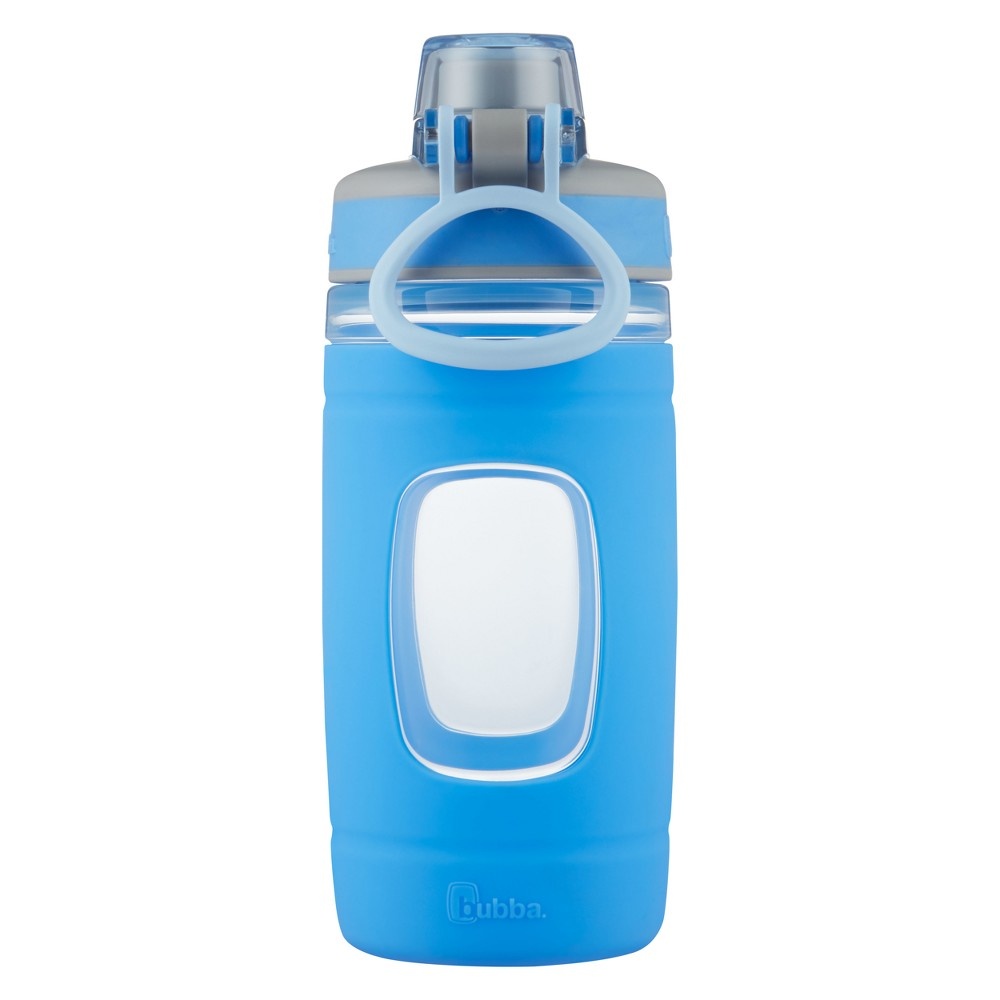 slide 3 of 6, Bubba 16oz Flo Plastic Kids Water Bottle with Silicone Sleeve Blue and Gray, 1 ct