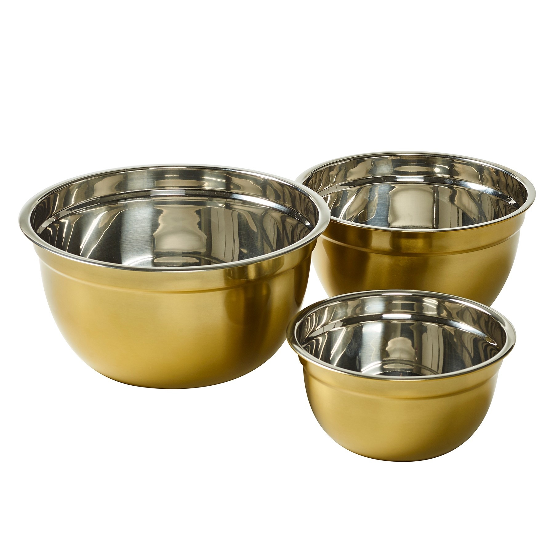 slide 1 of 1, KitchenAid Stainless Steel Mixing Bowl Set Gold, 3 ct