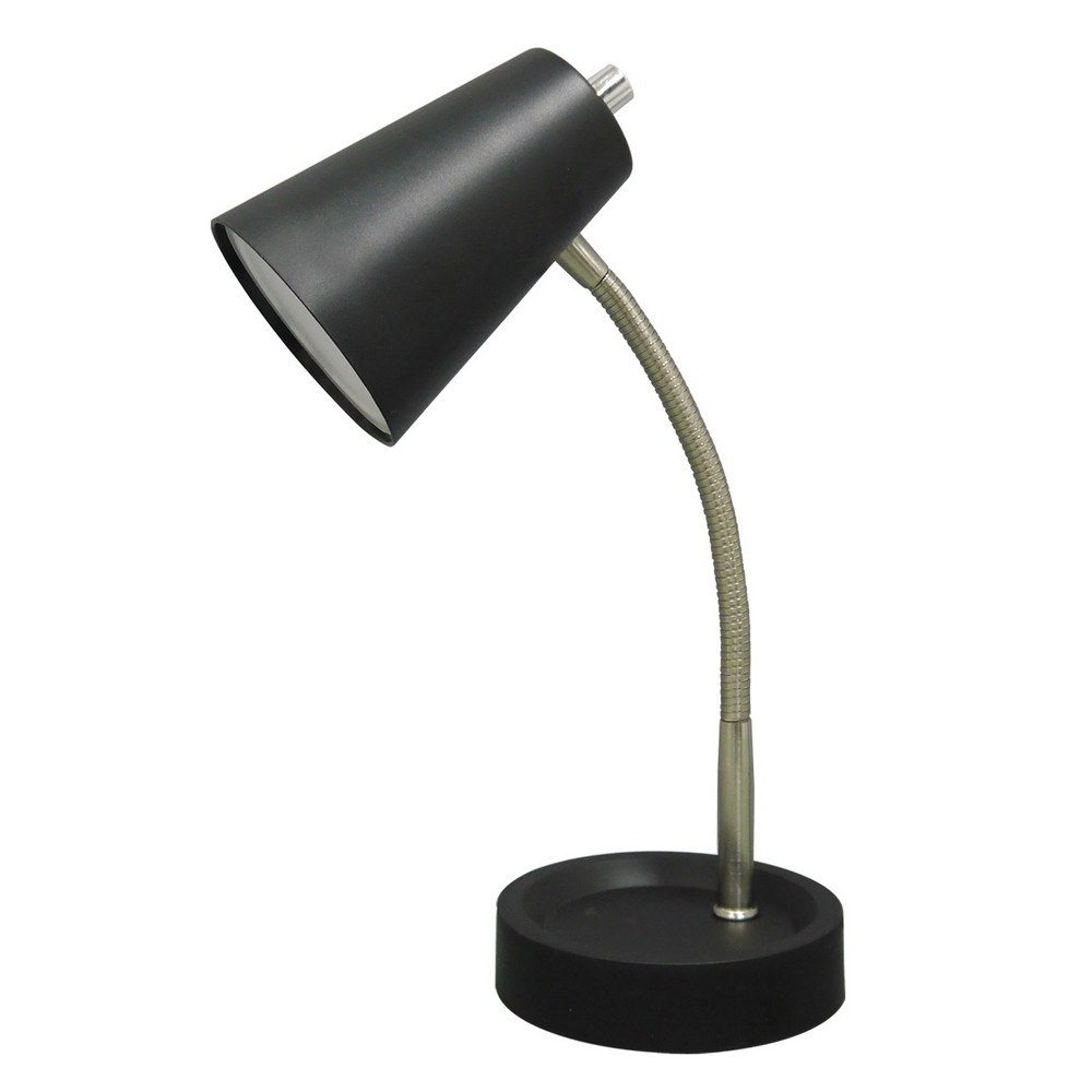 slide 1 of 5, Task Table Lamp (Includes LED Light Bulb) Black - Room Essentials, 1 ct