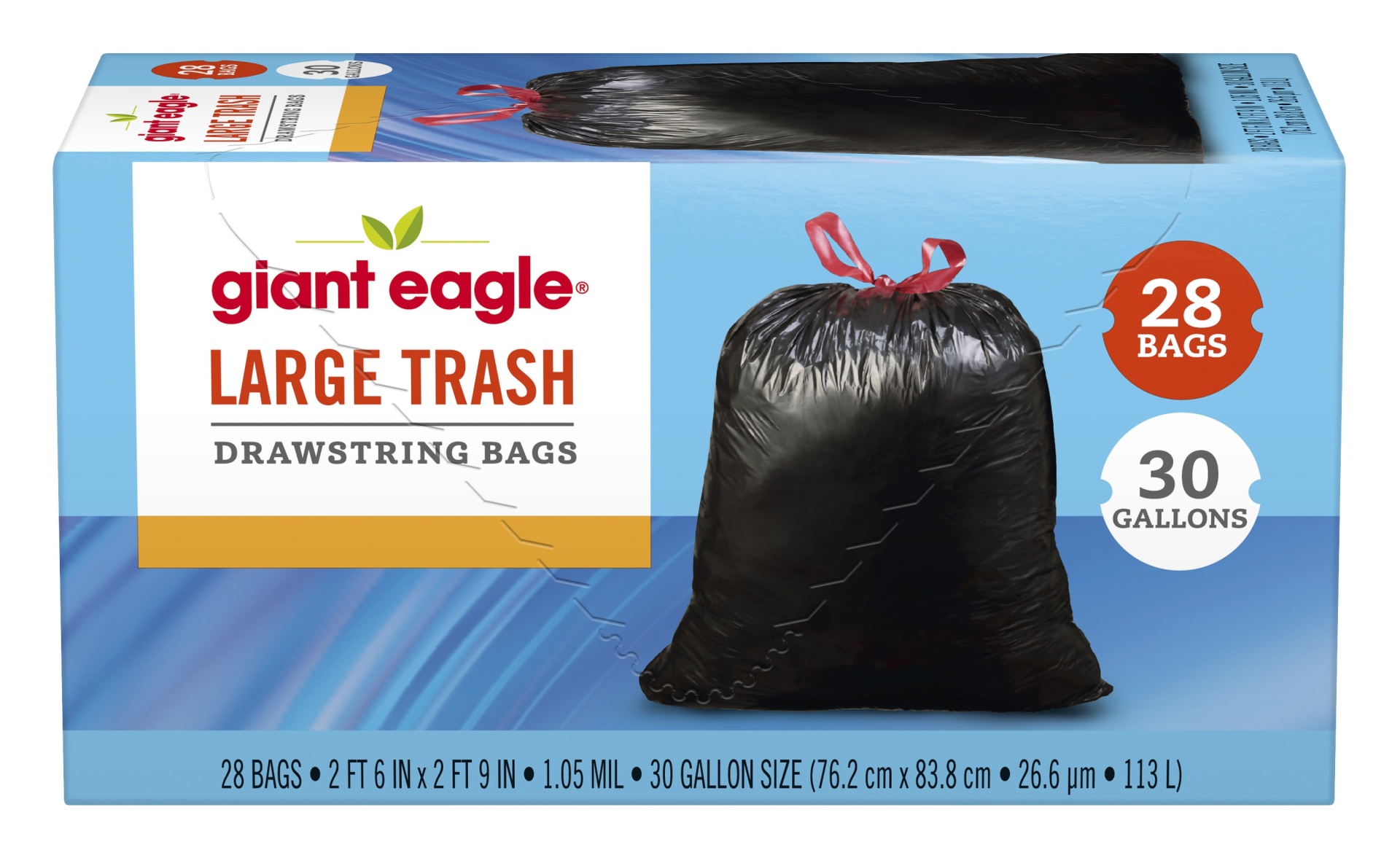 slide 1 of 1, Giant Eagle Large Drawstring Trash Bags, 28 ct