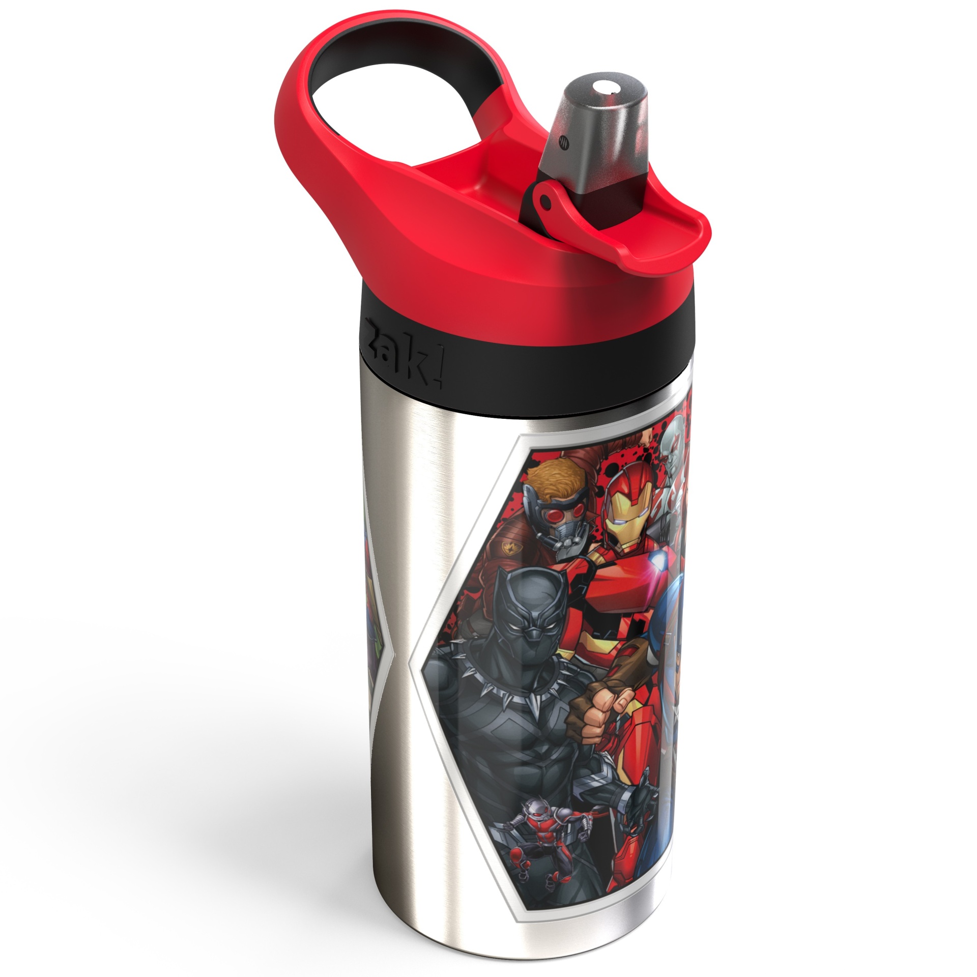 slide 1 of 3, Marvel Stainless Steel Water Bottle Red/Black - Zak Designs, 19.5 oz