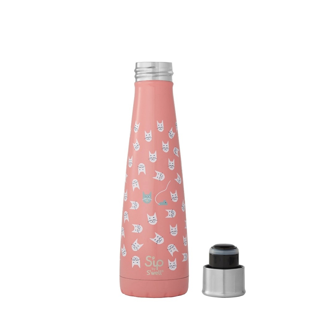 slide 2 of 4, S'ip by S'well Vacuum Insulated Stainless Steel Hydration Bottle Look at Meow Pink, 15 oz