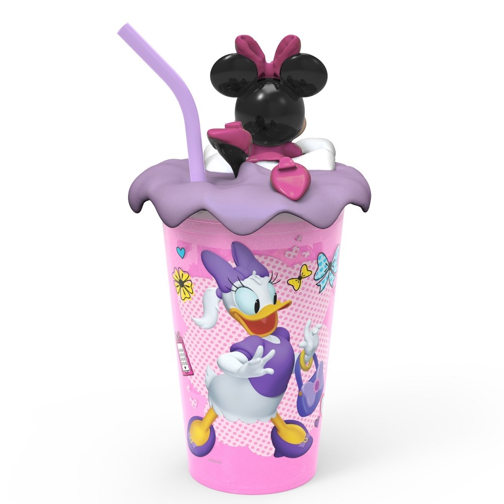 slide 3 of 5, Zak Designs Mickey Mouse & Friends Minnie Mouse Plastic Cup With Lid And Straw Pink/Purple, 15 oz