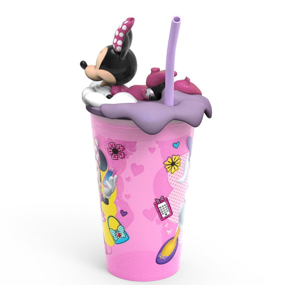 slide 4 of 5, Zak Designs Mickey Mouse & Friends Minnie Mouse Plastic Cup With Lid And Straw Pink/Purple, 15 oz