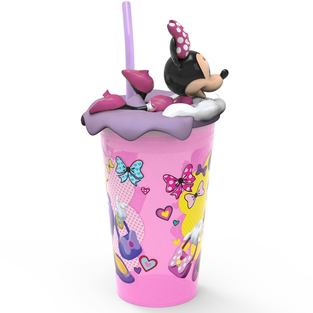 slide 5 of 5, Zak Designs Mickey Mouse & Friends Minnie Mouse Plastic Cup With Lid And Straw Pink/Purple, 15 oz