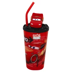 Zak Cars 3 Plastic Funtastic Tumbler With Straw, Lightning Mcqueen