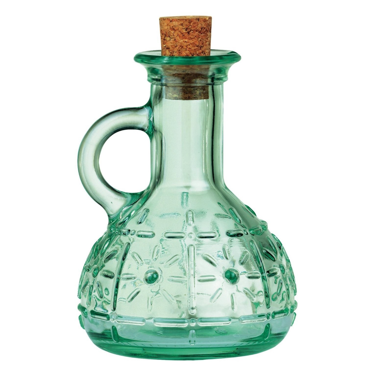 slide 1 of 1, Bormioli Rocco Olivia Oil Bottle with Cork Green, 7 oz