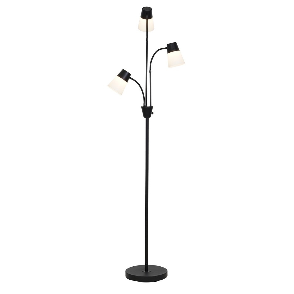 slide 2 of 3, Room Essentials LED Three Head Floor Lamp Black, 1 ct