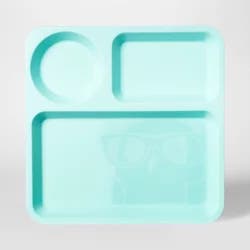 10" Plastic Kids Square Divided Plate Light Blue - Pillowfort