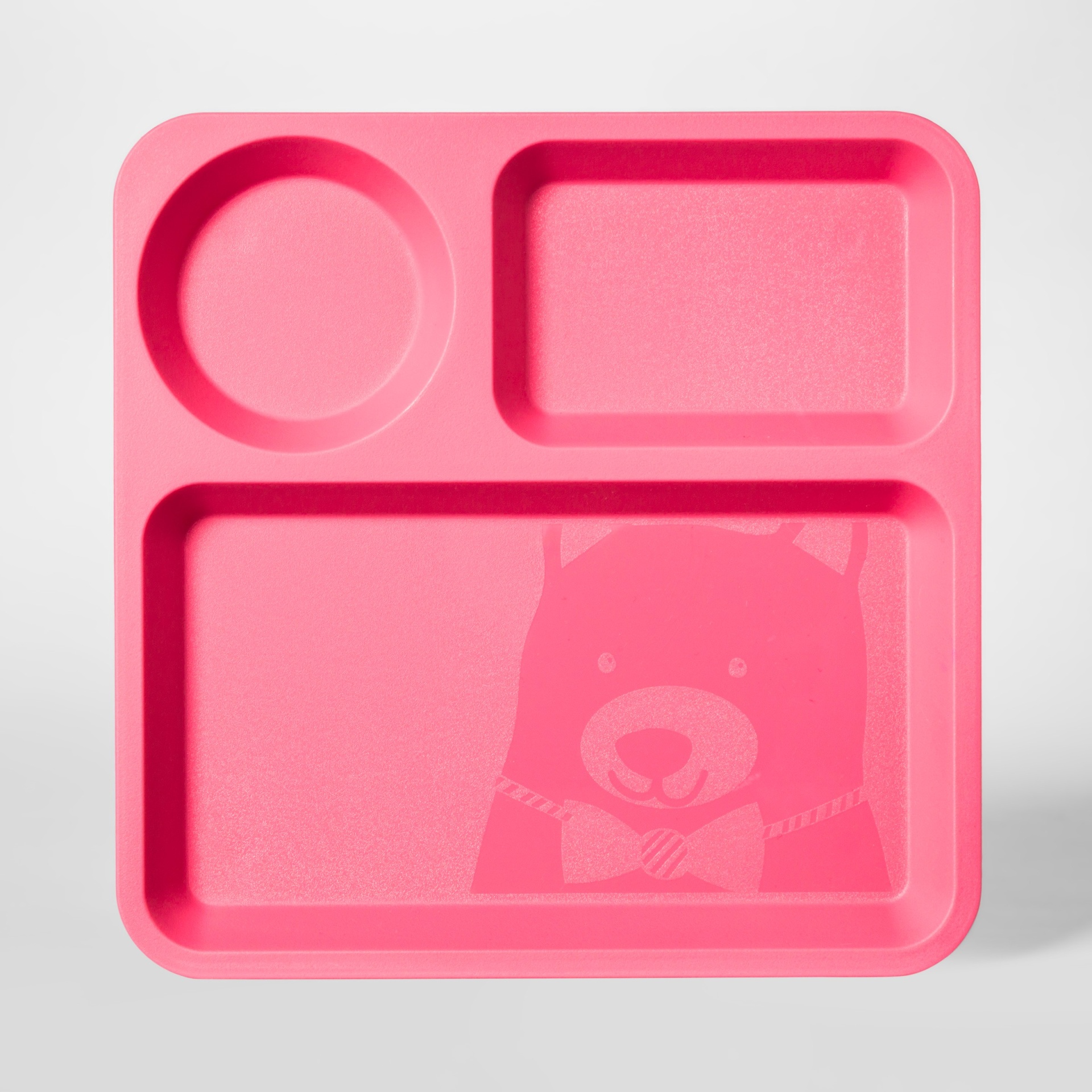 slide 1 of 2, 10" Plastic Kids Square Divided Plate Pink - Pillowfort, 1 ct