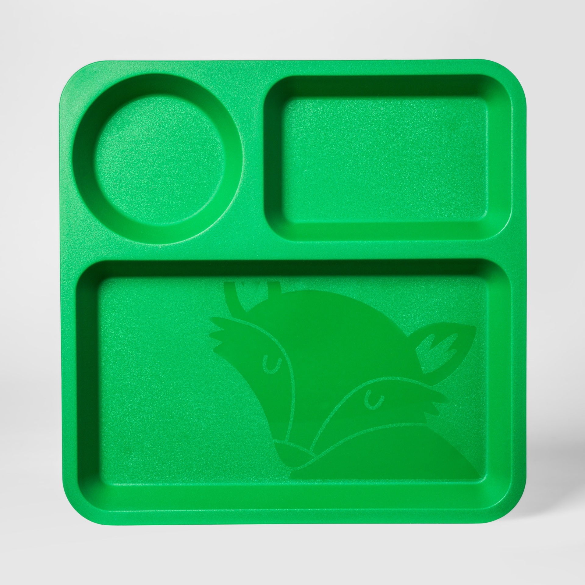 slide 1 of 2, 10" Plastic Kids Square Divided Plate Green - Pillowfort, 1 ct