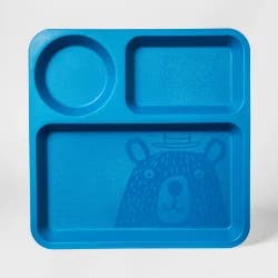 10" Plastic Kids Square Divided Plate Blue - Pillowfort