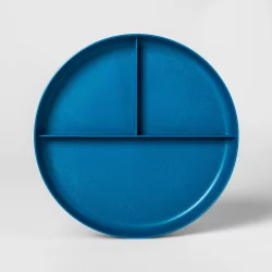 7.3" Plastic Divided Kids Plate Blue - Pillowfort