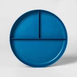 7.3" Plastic Divided Kids Plate Blue - Pillowfort