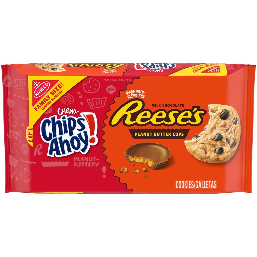 slide 2 of 8, Chips Ahoy! Chewy Reeses Peanut Butter Cups Family Size, 14.25 oz