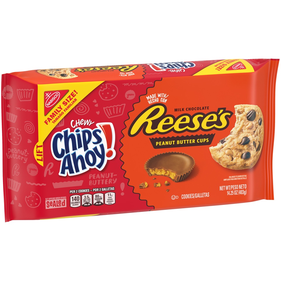 slide 3 of 8, Chips Ahoy! Chewy Reeses Peanut Butter Cups Family Size, 14.25 oz