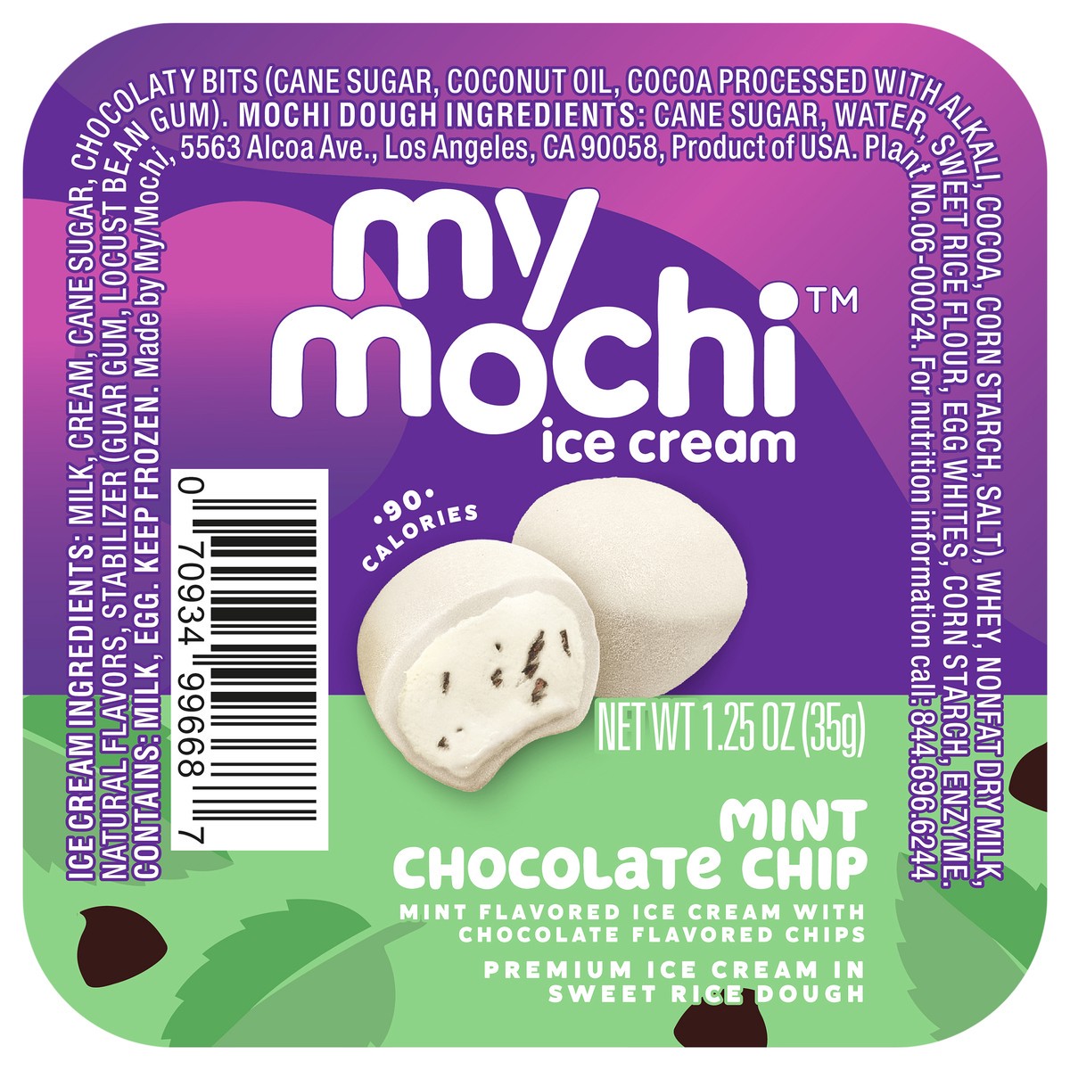 slide 1 of 2, My/Mochi Ice Cream Single Serve Mint Chocolate Chip, 1.5 oz