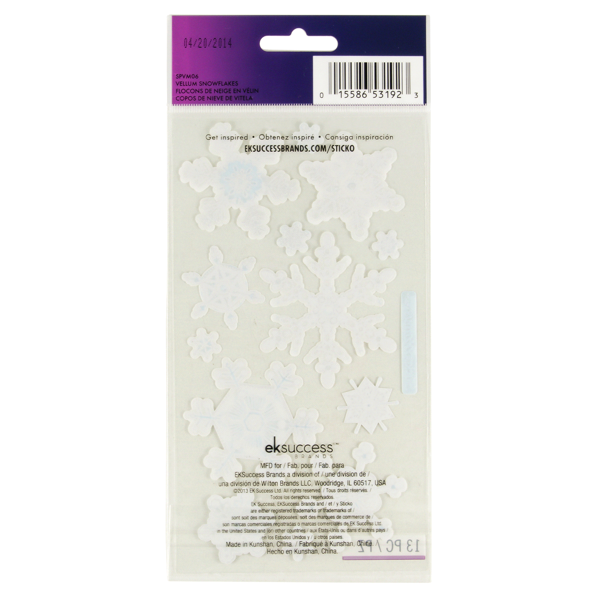 slide 2 of 2, Sticko Stickers Vellum Snowflakes, 13 ct