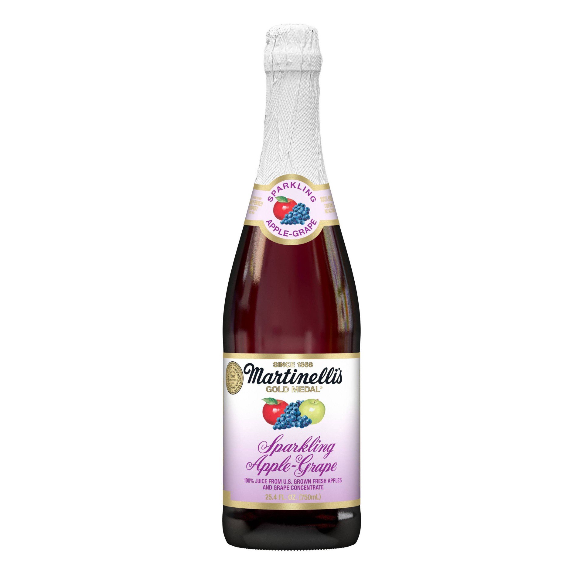 slide 1 of 9, Martinelli's Apple Grape Sparkling Cider Glass Bottles - 25.4 fl oz, 25.4 fl oz