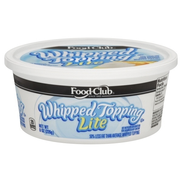slide 1 of 1, Food Club Lite Whipped Topping, 8 oz