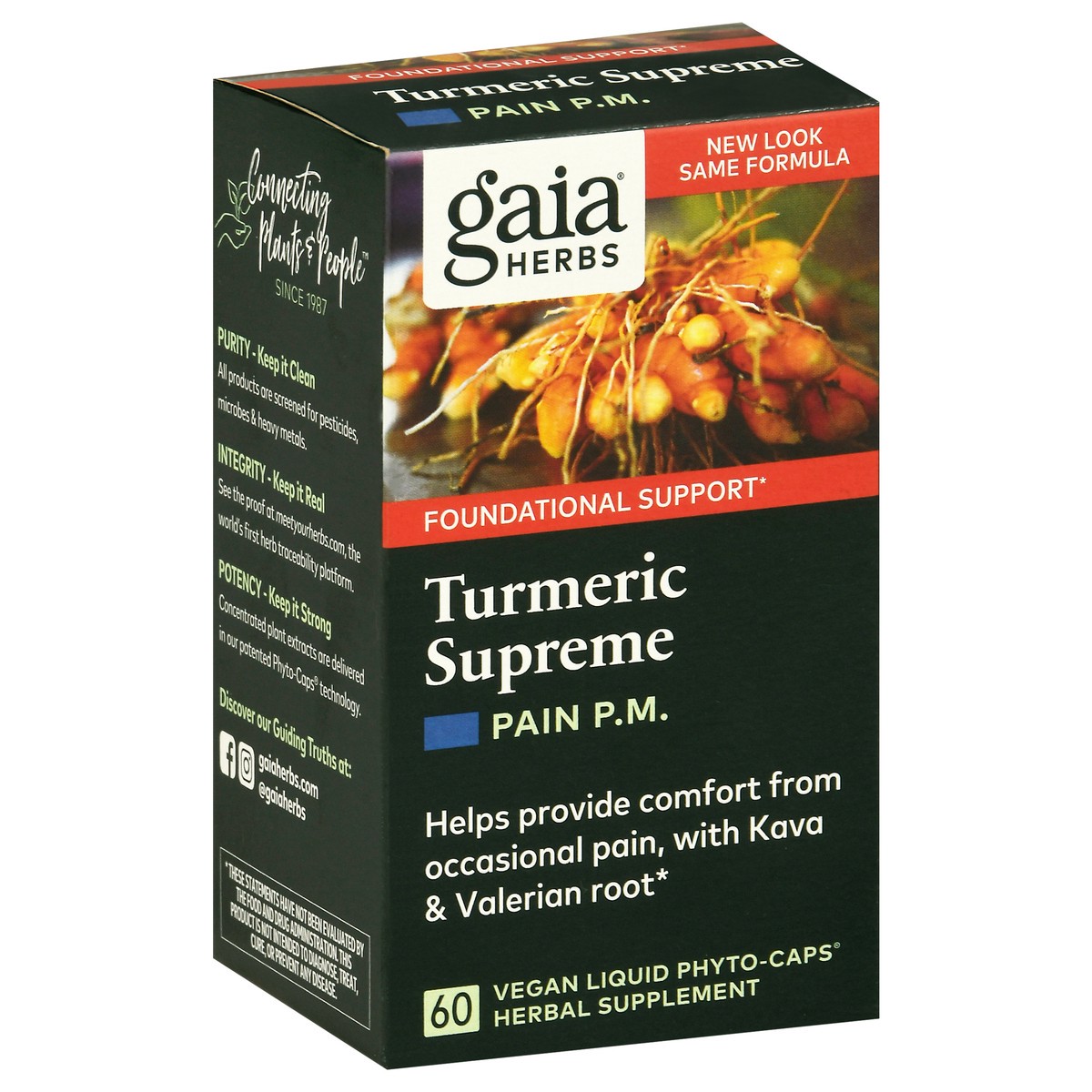 slide 2 of 9, Gaia Herbs Turmeric Supreme Pain PM Vegan Liquid Phyto-Caps 60 ea Box, 60 ct