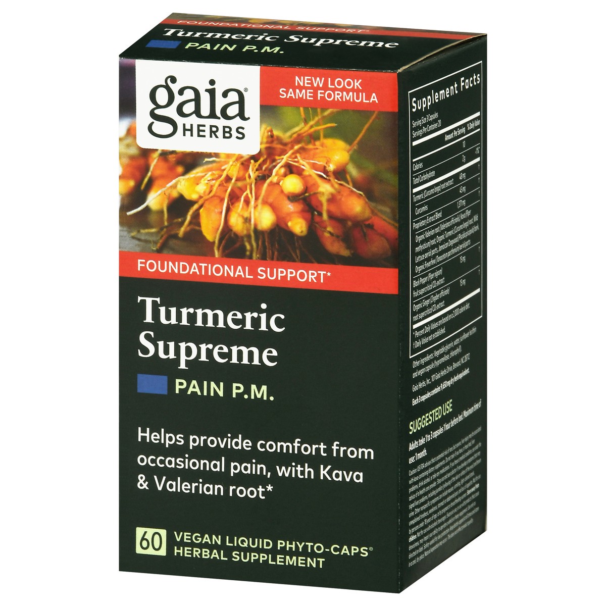 slide 3 of 9, Gaia Herbs Turmeric Supreme Pain PM Vegan Liquid Phyto-Caps 60 ea Box, 60 ct