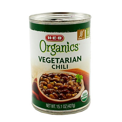 slide 1 of 1, H-E-B Organics Vegetarian Chili, 15.1 oz