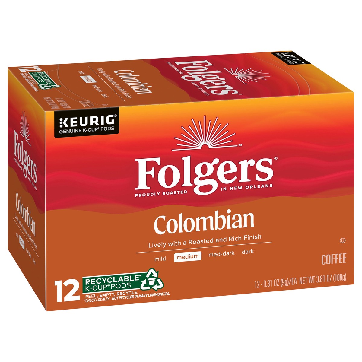 slide 5 of 8, Folgers Gourmet Lively Colombian Blend K-cups, 12 ct