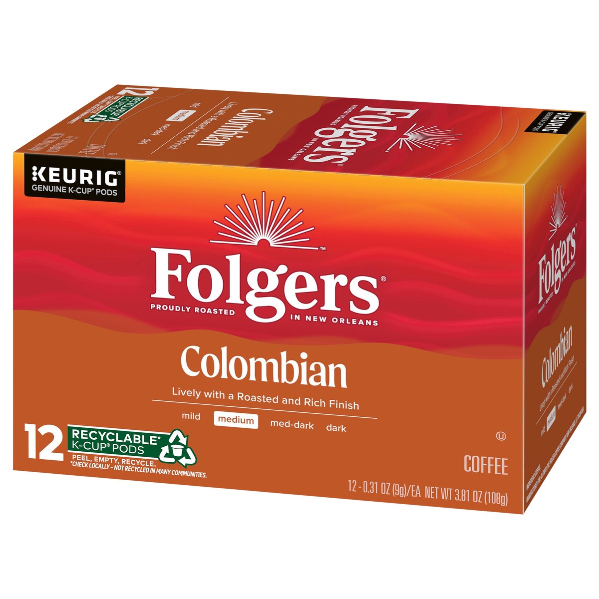 slide 7 of 8, Folgers Gourmet Lively Colombian Blend K-cups, 12 ct