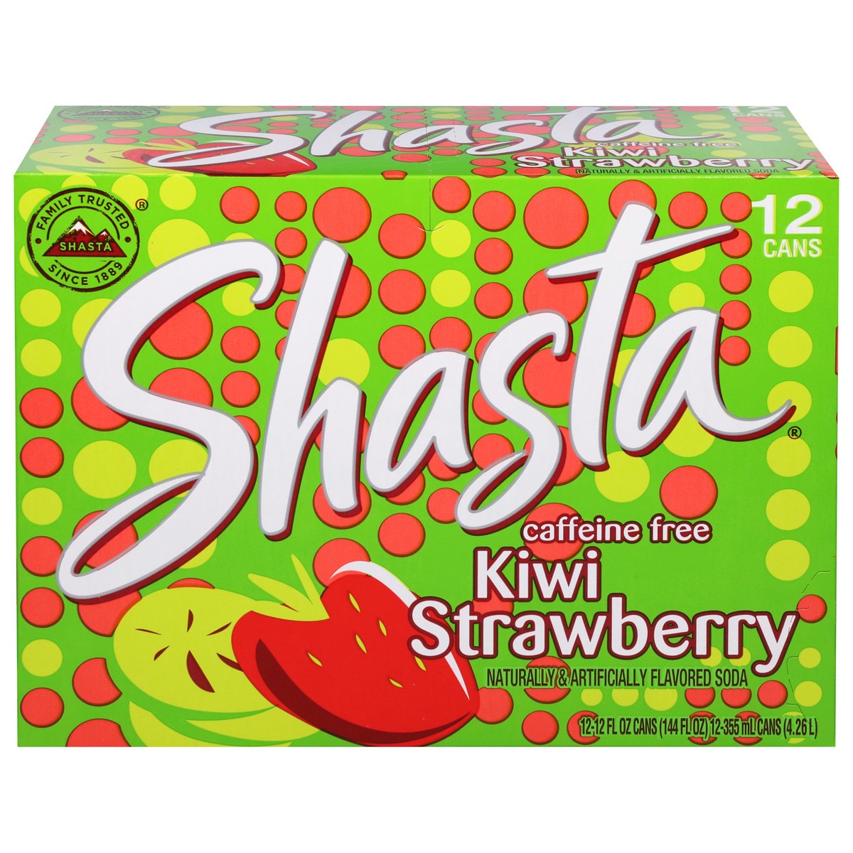 slide 1 of 9, Shasta Caffeine Free Kiwi Strawberry Soda - 12 ct, 12 ct