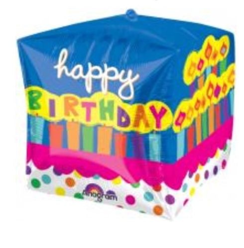 slide 1 of 1, Birthday Cake Cube Balloon, 1 ct