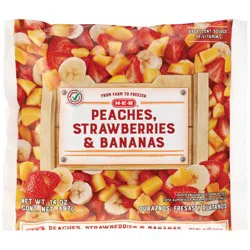 H-E-B Frozen Peaches, Strawberries & Bananas
