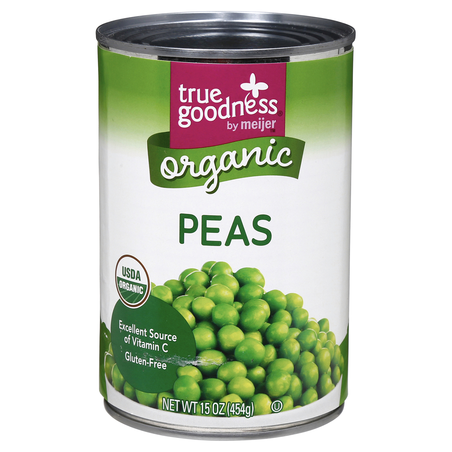 slide 1 of 3, True Goodness Organic Peas, 15 oz