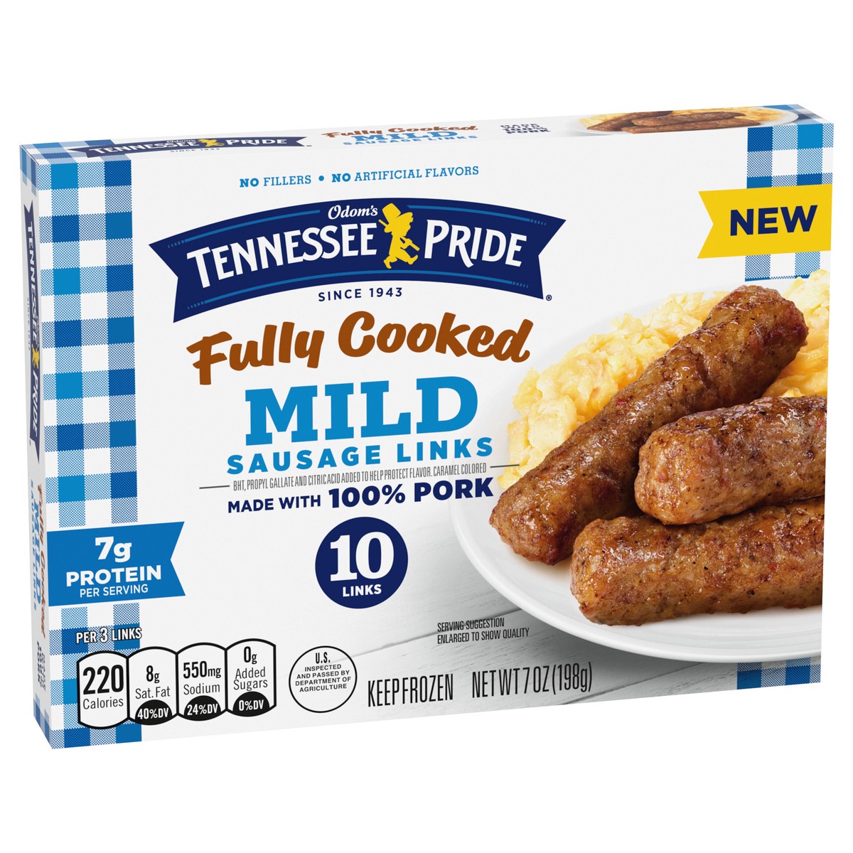 slide 12 of 12, Odom's Tennessee Pride Fully Cooked Mild Sausage Links, Frozen Breakfast Sausage, 7 oz. 10 Count, 7 oz