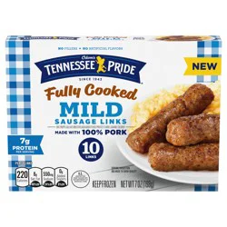 Odom's Tennessee Pride Fully Cooked Mild Sausage Links, Frozen Breakfast Sausage, 7 oz, 10 Count