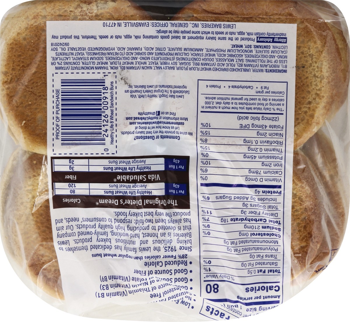 slide 5 of 9, Lewis Healthy Life Wheat Burger Sandwich Buns 8 ea, 8 ct