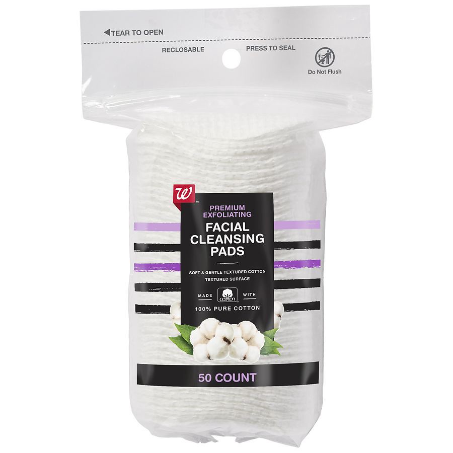 slide 1 of 1, Walgreens Exfoliating Facial Cotton Pads, 50 ct
