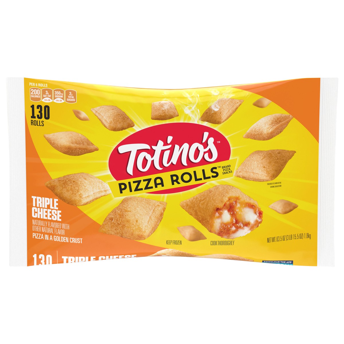 slide 1 of 9, Totino's Pizza Rolls, Triple Cheese Flavored, Frozen Snacks, 130 ct, 130 ct