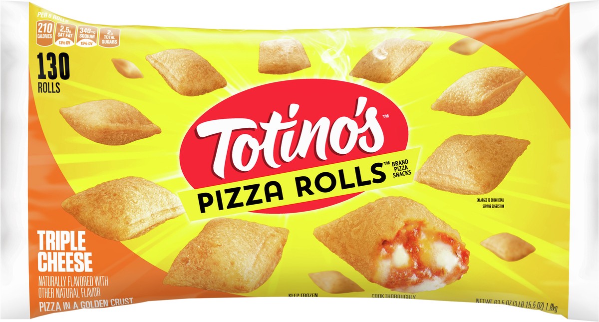 slide 6 of 9, Totino's Frozen Pizza Rolls Triple Cheese - 63.5oz/130ct, 130 ct