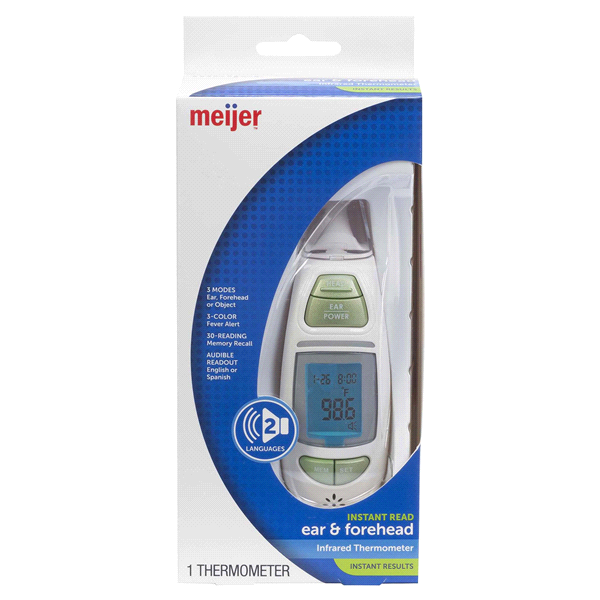 slide 1 of 1, Meijer Instant Read Ear & Forehead Infared Thermometer, 1 ct