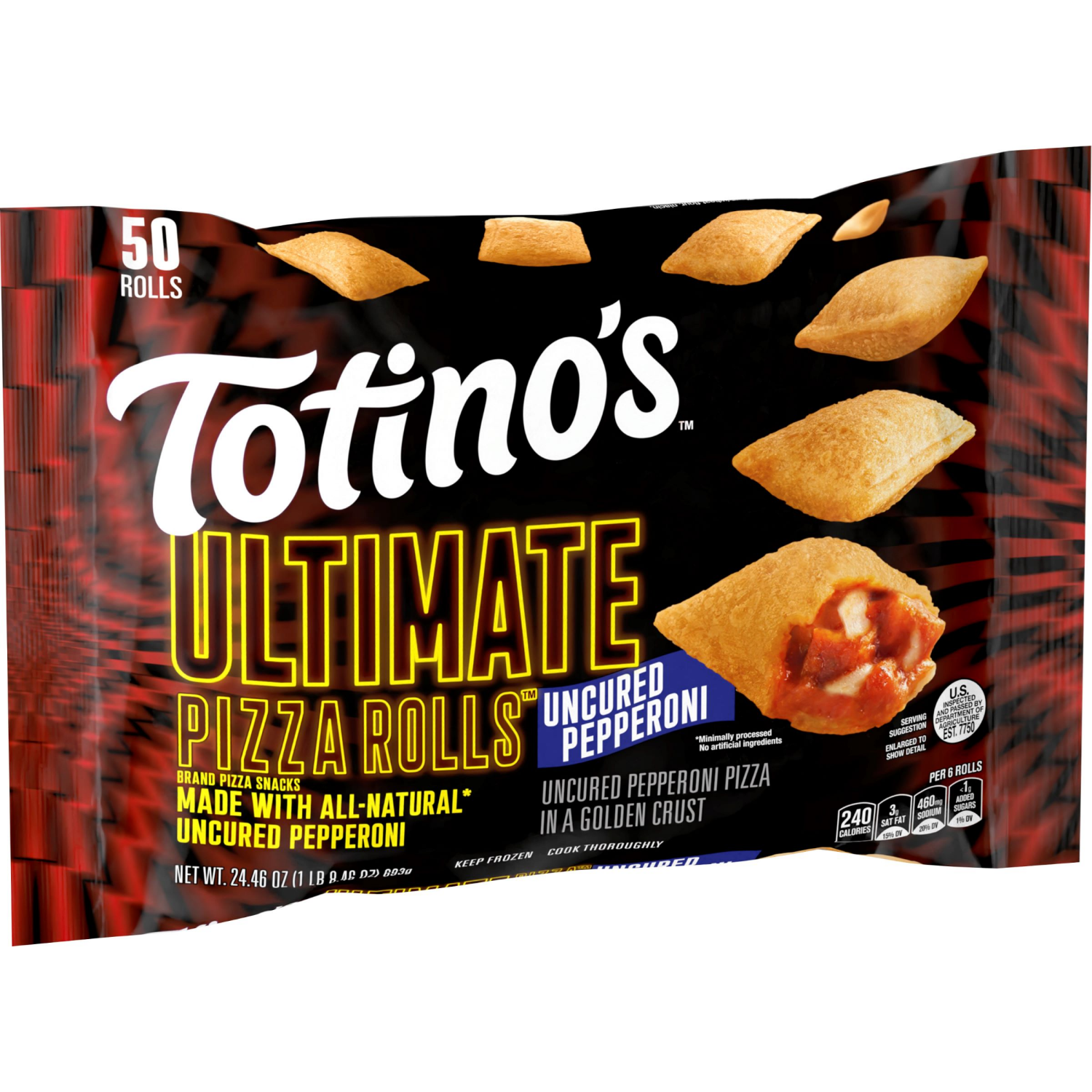 slide 6 of 8, Totino's Ultimate Uncured Pepperoni Pizza Rolls Frozen Snacks, 24.46 oz