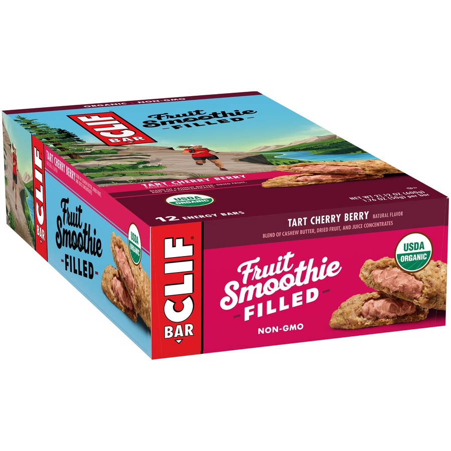 slide 2 of 8, CLIF Bar Fruit Smoothie Filled Tart Cherry Berry Energy Bars, 12 ct; 1.76 oz