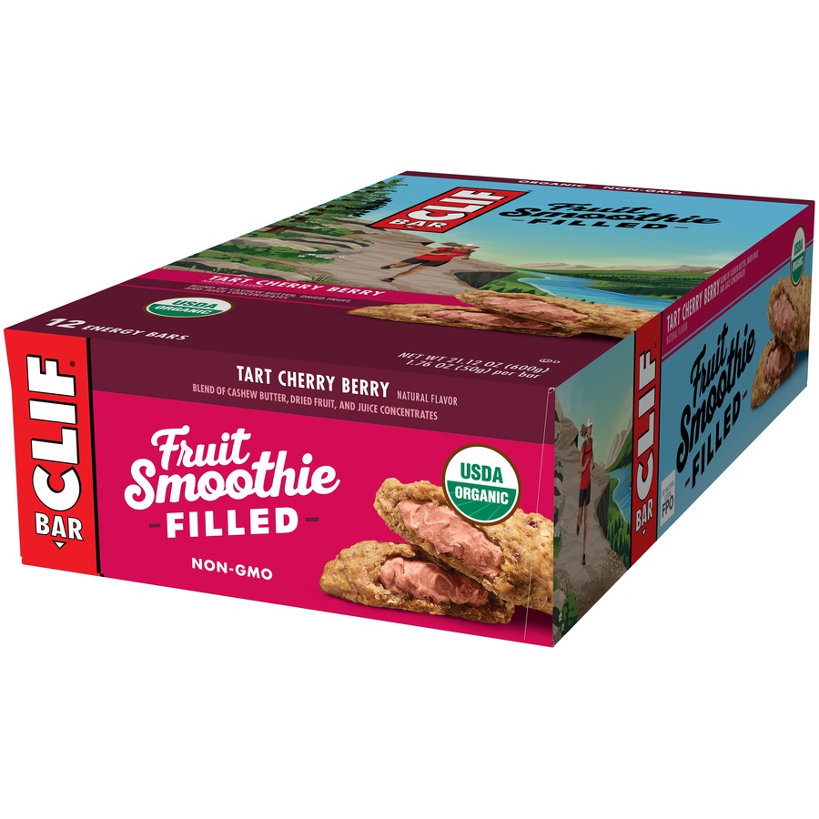 slide 3 of 8, CLIF Bar Fruit Smoothie Filled Tart Cherry Berry Energy Bars, 12 ct; 1.76 oz