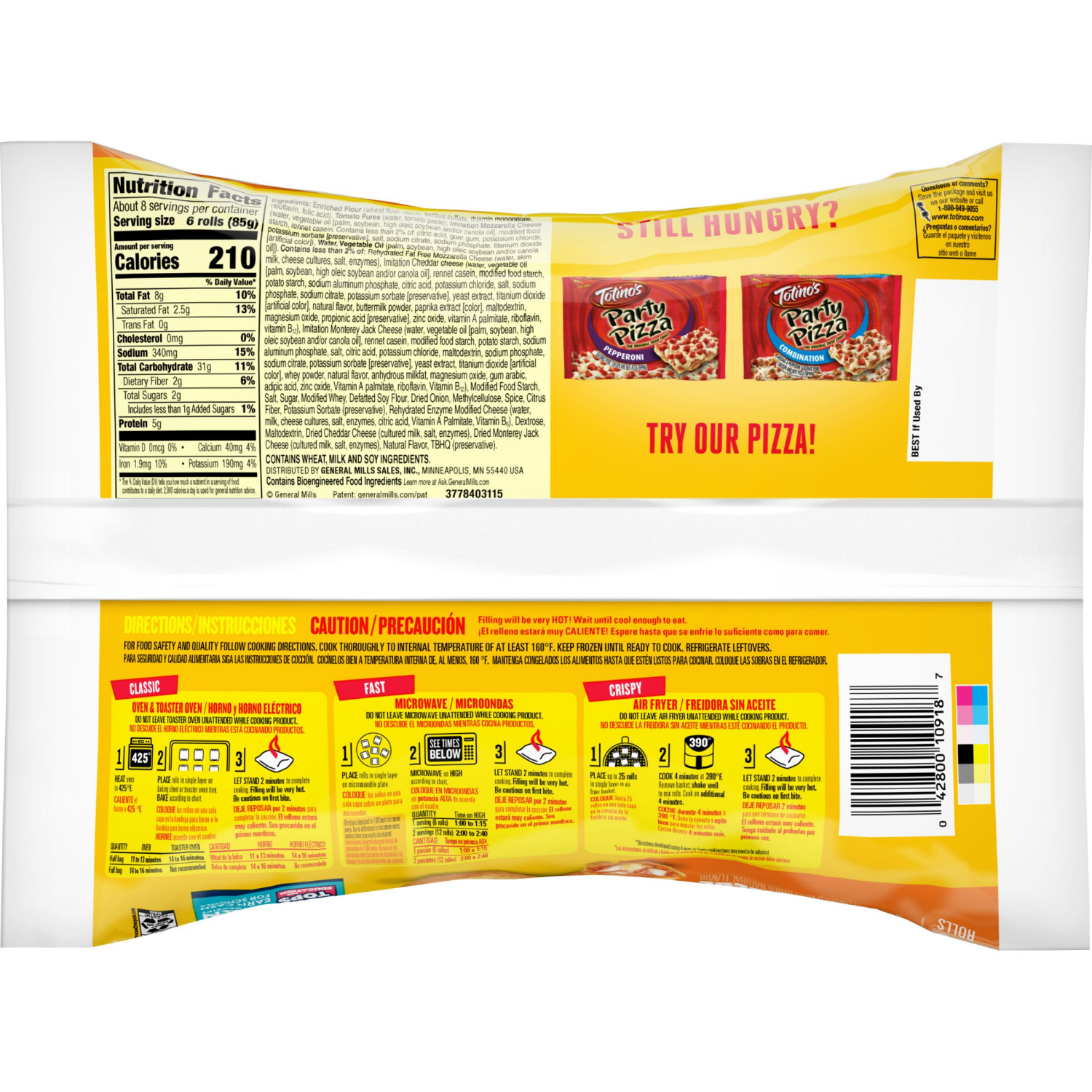 slide 4 of 8, Totino's Pizza Rolls, Triple Cheese Flavored, Frozen Snacks, 50 Rolls, 24.8 oz, 50 ct