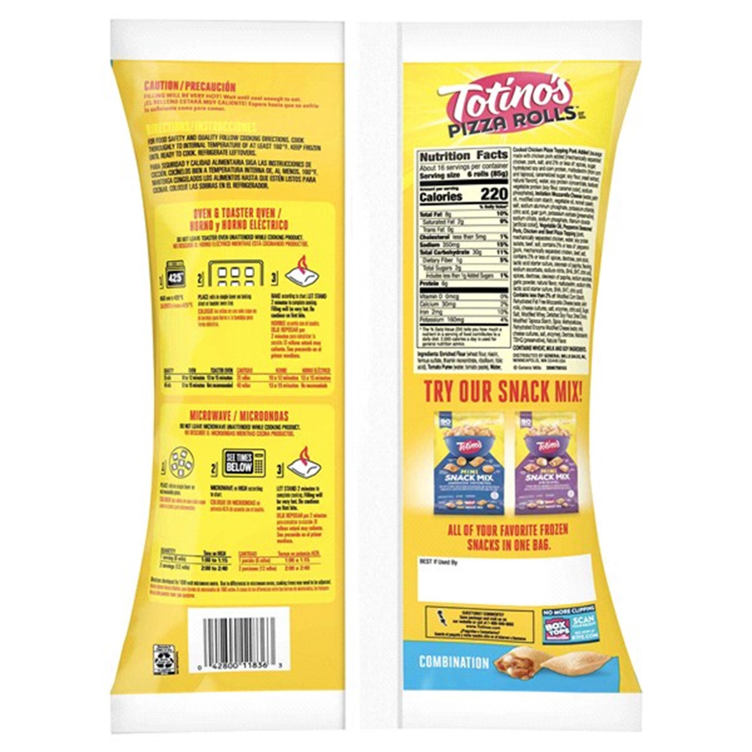 slide 2 of 8, Totino's Pizza Rolls, Combination Flavored, Frozen Snacks, 100 Rolls, 48.8 oz, 100 ct