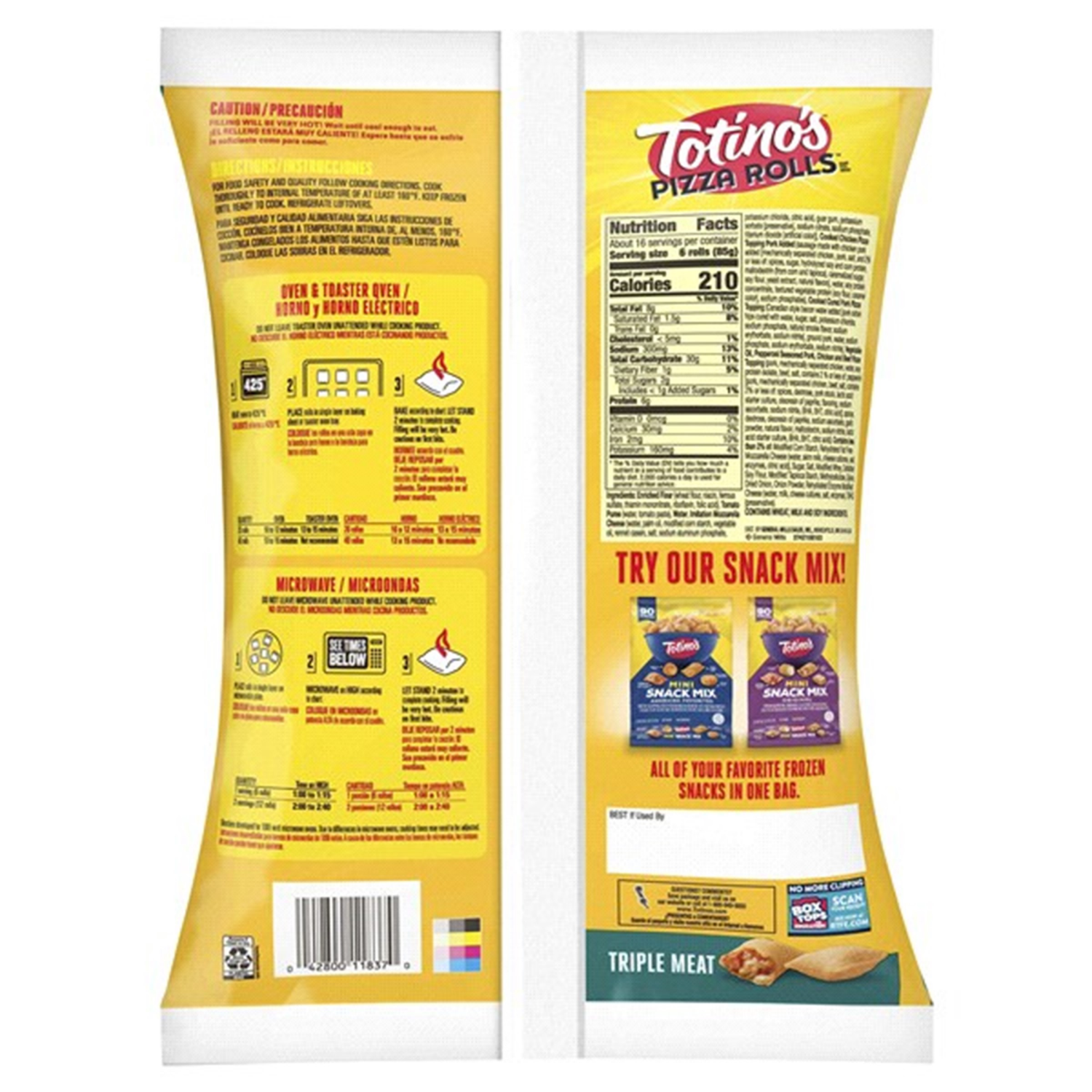 slide 2 of 6, Totino's Pizza Rolls, Triple Meat Flavored, Frozen Snacks, 100 Rolls, 48.8 oz, 100 ct