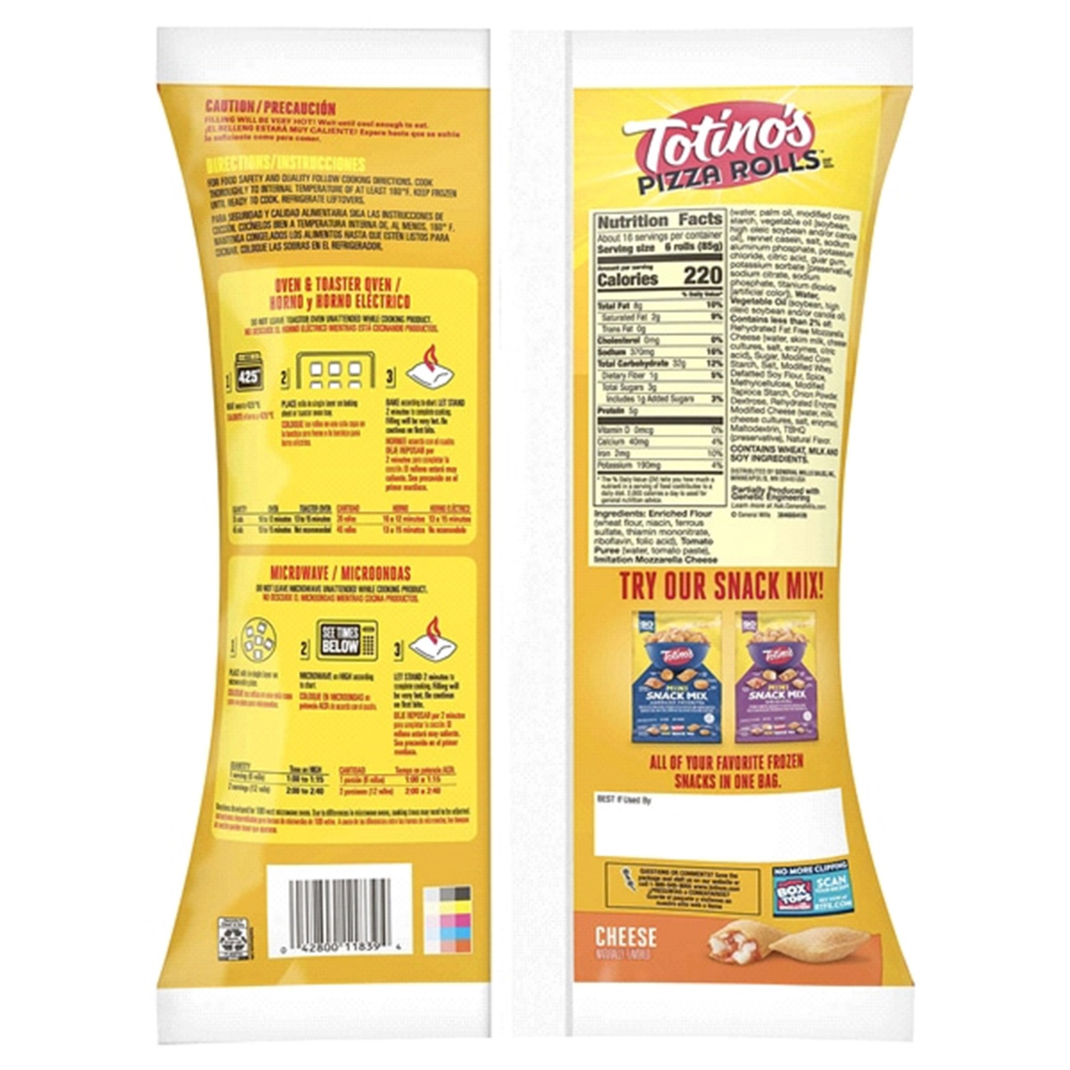slide 2 of 8, Totino's Pizza Rolls, Cheese Flavored, Frozen Snacks, 100 Rolls, 48.8 oz, 100 ct