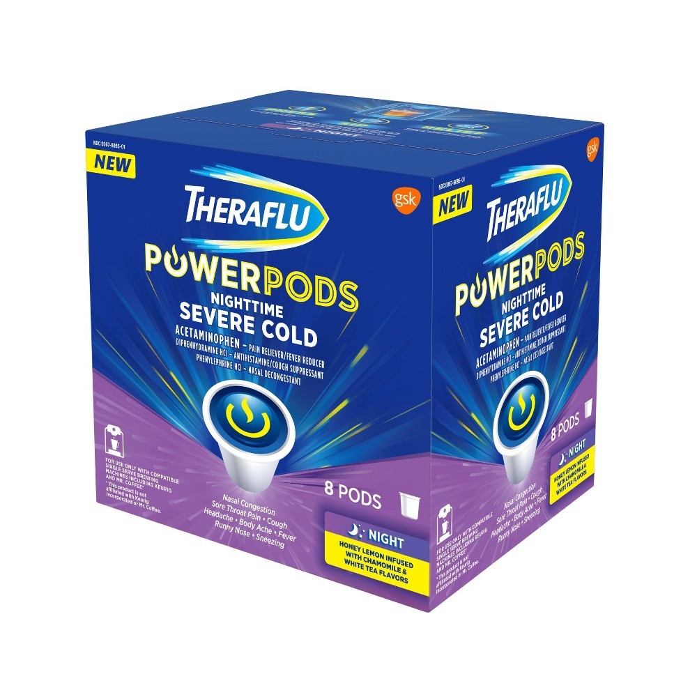 slide 5 of 6, Theraflu Nighttime Severe Cold Power Pods, 8 ct