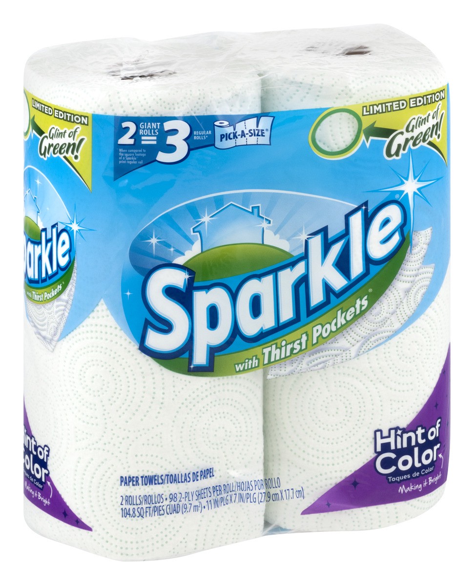 slide 2 of 9, Sparkle Hint of Color Pick-A-Size Paper Towel, 2 Giant Rolls, 2 ct